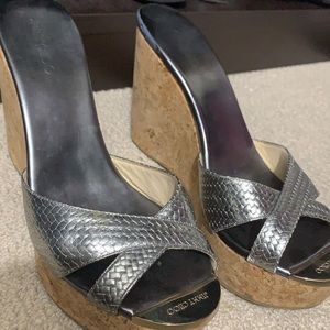 Jimmy Choo Perfume 100 Snake Embossed Leather Wedge Sandal